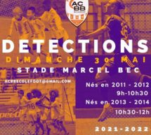 Détection/L”ACBB organise des détections pour son école de Foot..